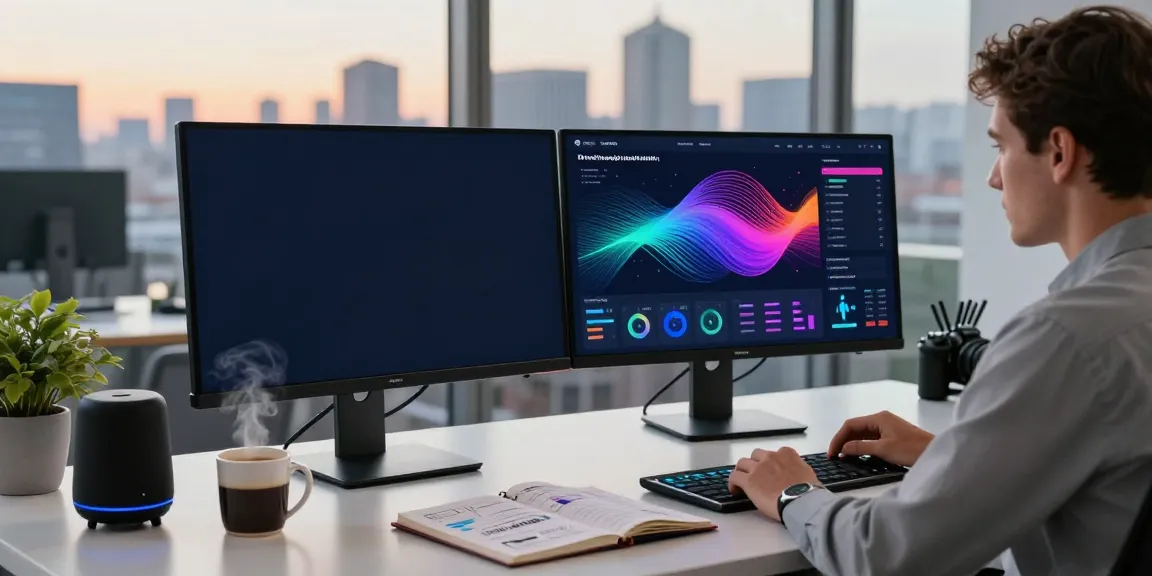 Dynamic tech workspace illustrating instant indexing process with analytics display and inspirational ambiance.