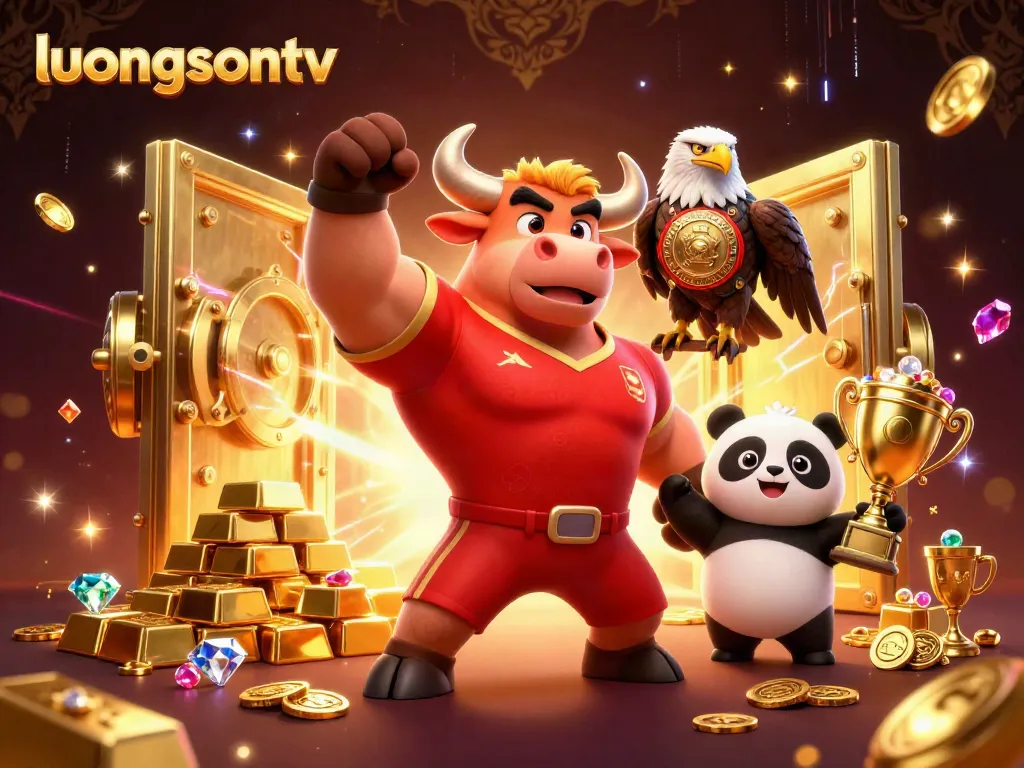 Experience thrilling wins with luongsontv as cartoon characters celebrate in a dynamic game environment.
