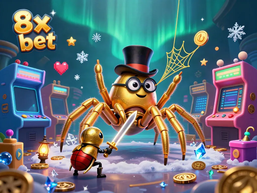 Experience the excitement of 8x bet with a vibrant 3D scene featuring dynamic casino elements and characters.