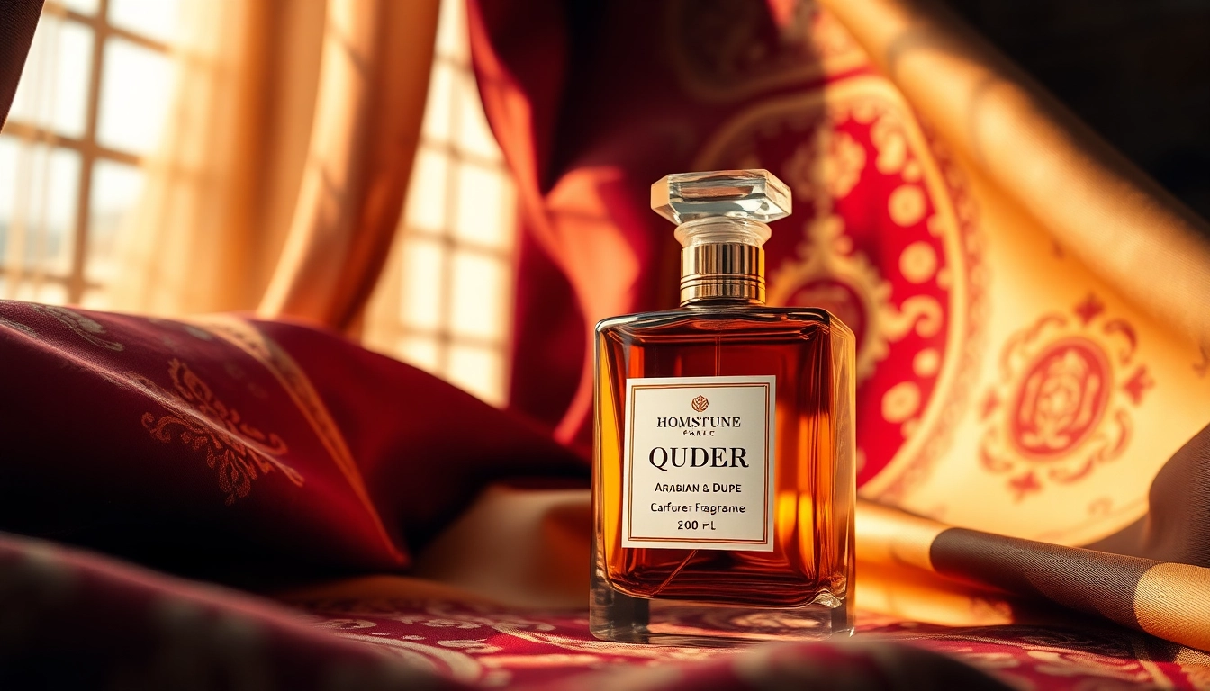 Discover the luxurious Arabian Oud dupe fragrance in a stunningly luxurious display setup.