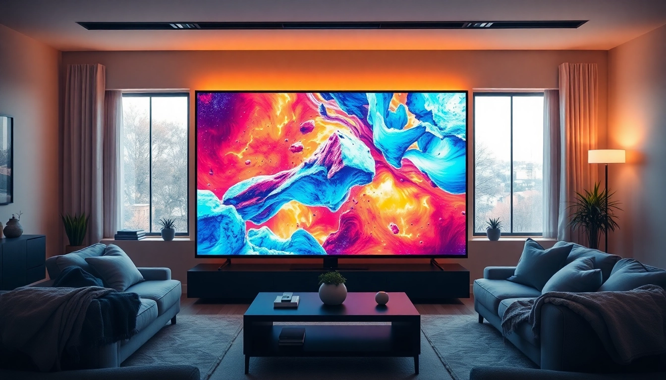 Experience iron tv in a modern living room with vibrant visuals and cozy ambiance.