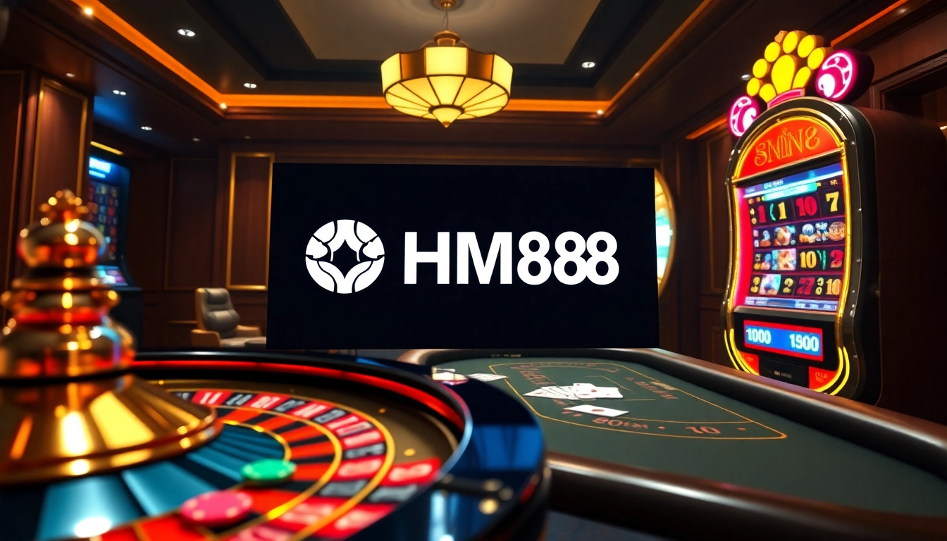 Spinning roulette and blackjack tables showcasing HM88's vibrant online casino atmosphere.