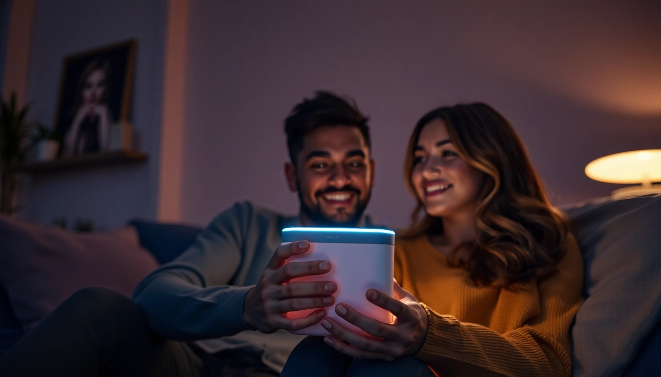 Engaging in innovative interactions with sex AI companionship technology in a cozy setting.