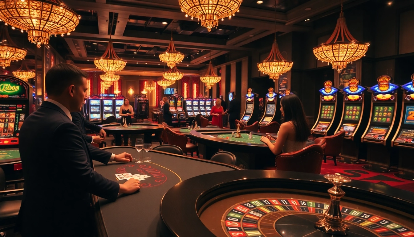 Players enjoying high-stakes games at XX88 casino, showcasing excitement and luxury in gambling.