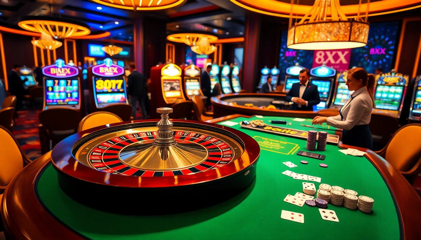 Engaging in high-stakes gambling with the luxurious 8XX roulette wheel and vibrant poker chips.