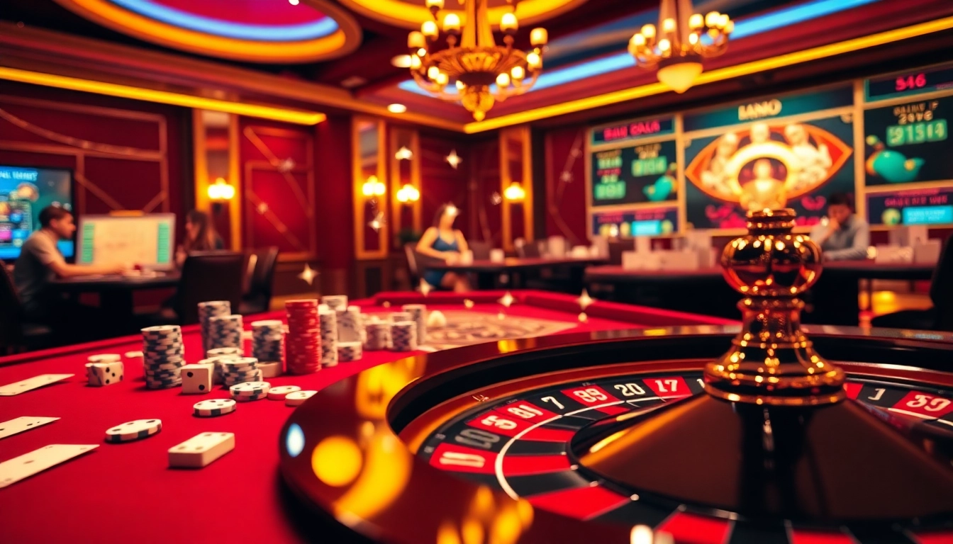 Experience the thrill of online gambling at https://fc88.de.com/ with an engaging casino atmosphere featuring a roulette wheel and poker chips.