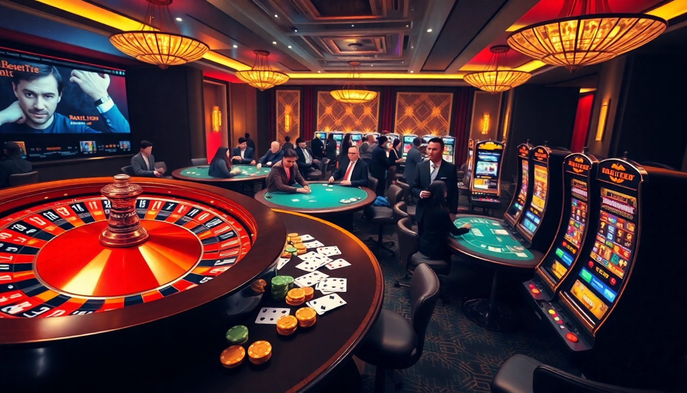 Experience thrilling casino action with poker tables and slot machines at DR88