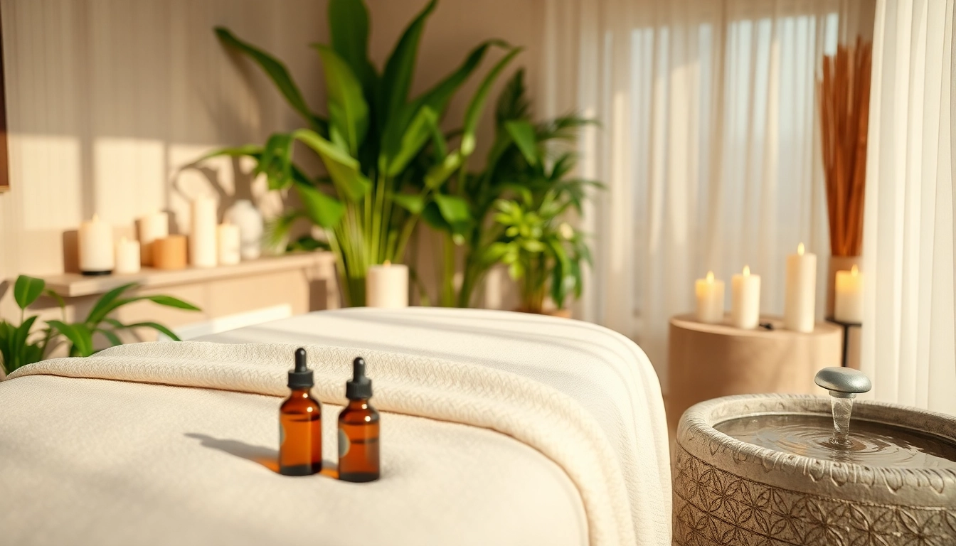 Spa Ads showcasing a serene massage setting with calming aromas and lush decor.
