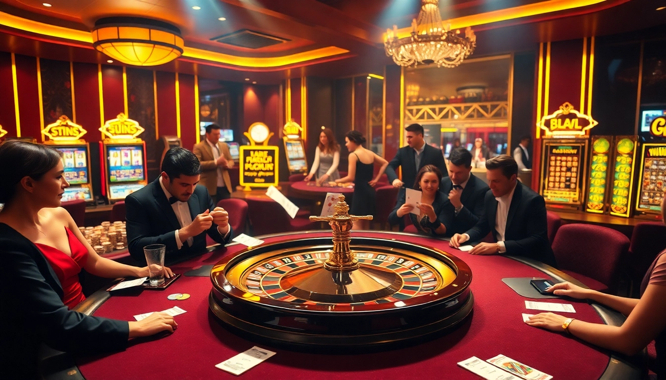 Players enjoying blackjack and slots at abc8.com, showcasing a vibrant casino atmosphere.