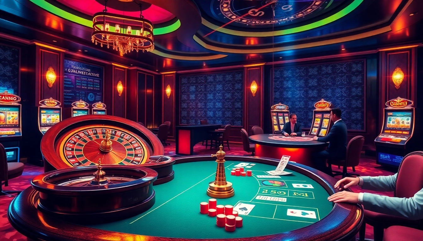 Experience luxury gambling at DR88 with a vibrant online casino scene showcasing roulette and poker.