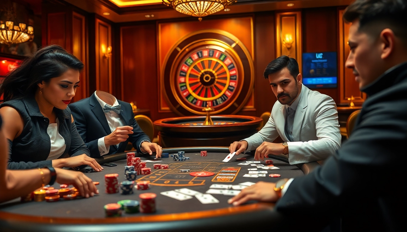 Experience the excitement of Lu88 at a luxurious casino poker table with vibrant chips and cards.