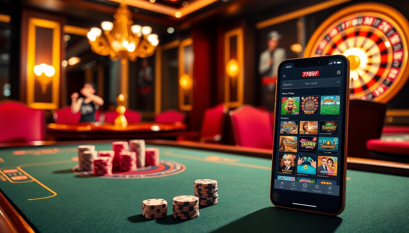 Experience excitement at 789f.com with a luxurious casino gaming scene featuring poker and roulette.