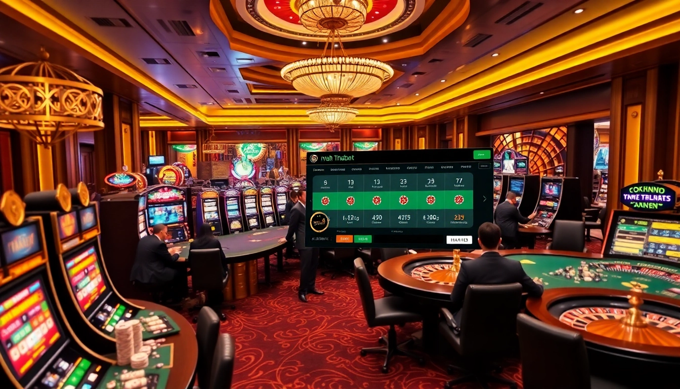 Experience the thrill of Nhà cái Thabet with vibrant casino tables and engaging games.