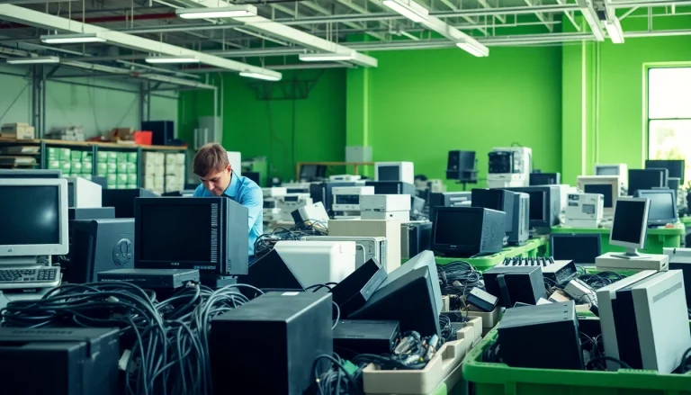 Engaging image of free computer disposal process, highlighting recycling activities.