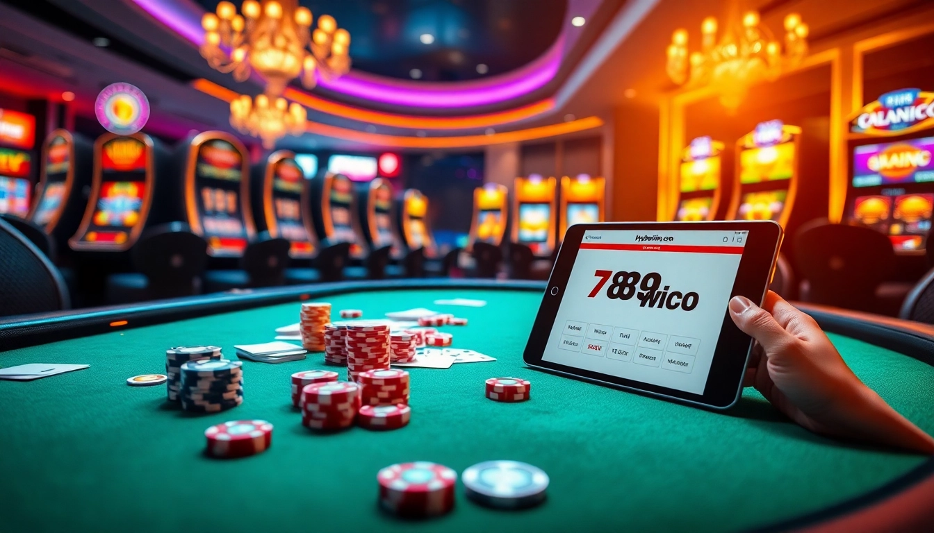 Experience the thrill of betting at 789winco.com with an exciting poker scene featuring vibrant chips and cards.