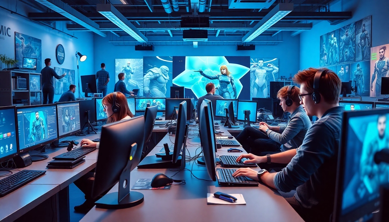 Dynamic collaboration in a game AI development studio with programmers and artists.