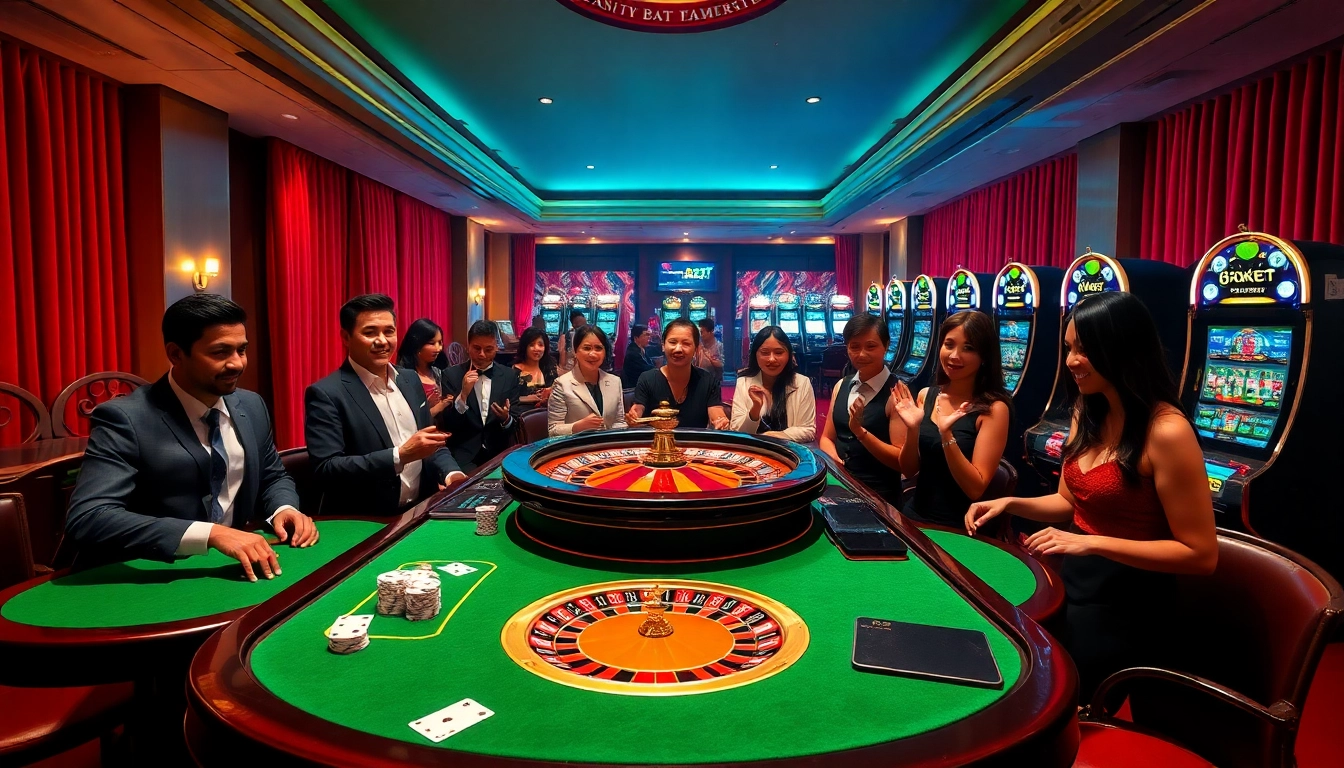 Experience excitement at the luxury 8xbet betting booth in a vibrant casino scene.