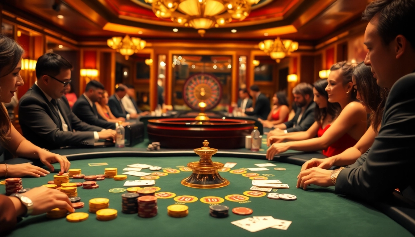 Engage in high-stakes gaming action at https://s8limited.com/ with vibrant casino tables and players enjoying blackjack.