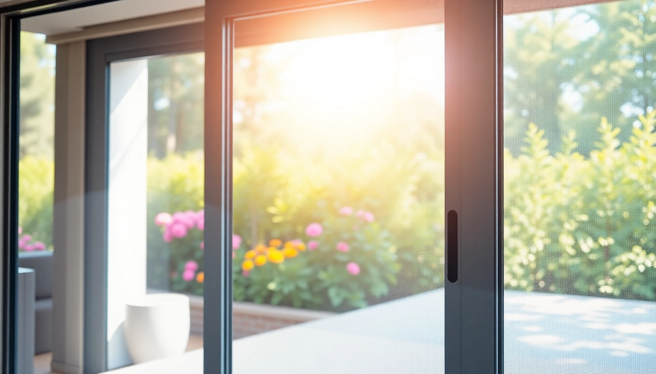 Enhance your home with a fly screen for patio doors, showcasing a seamless installation in a bright garden.