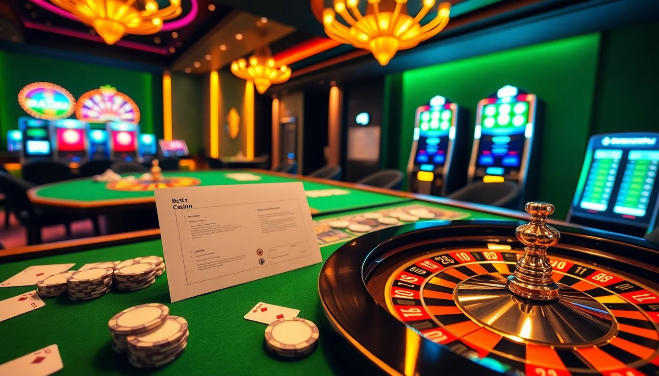 MM88 casino scene showing vibrant poker tables and roulette wheels, capturing gambling excitement.