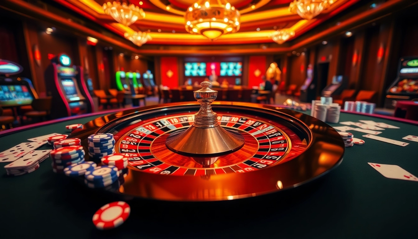 Experience the thrill of gambling at https://rr88me.com/ with an exciting casino scene featuring roulette and poker.