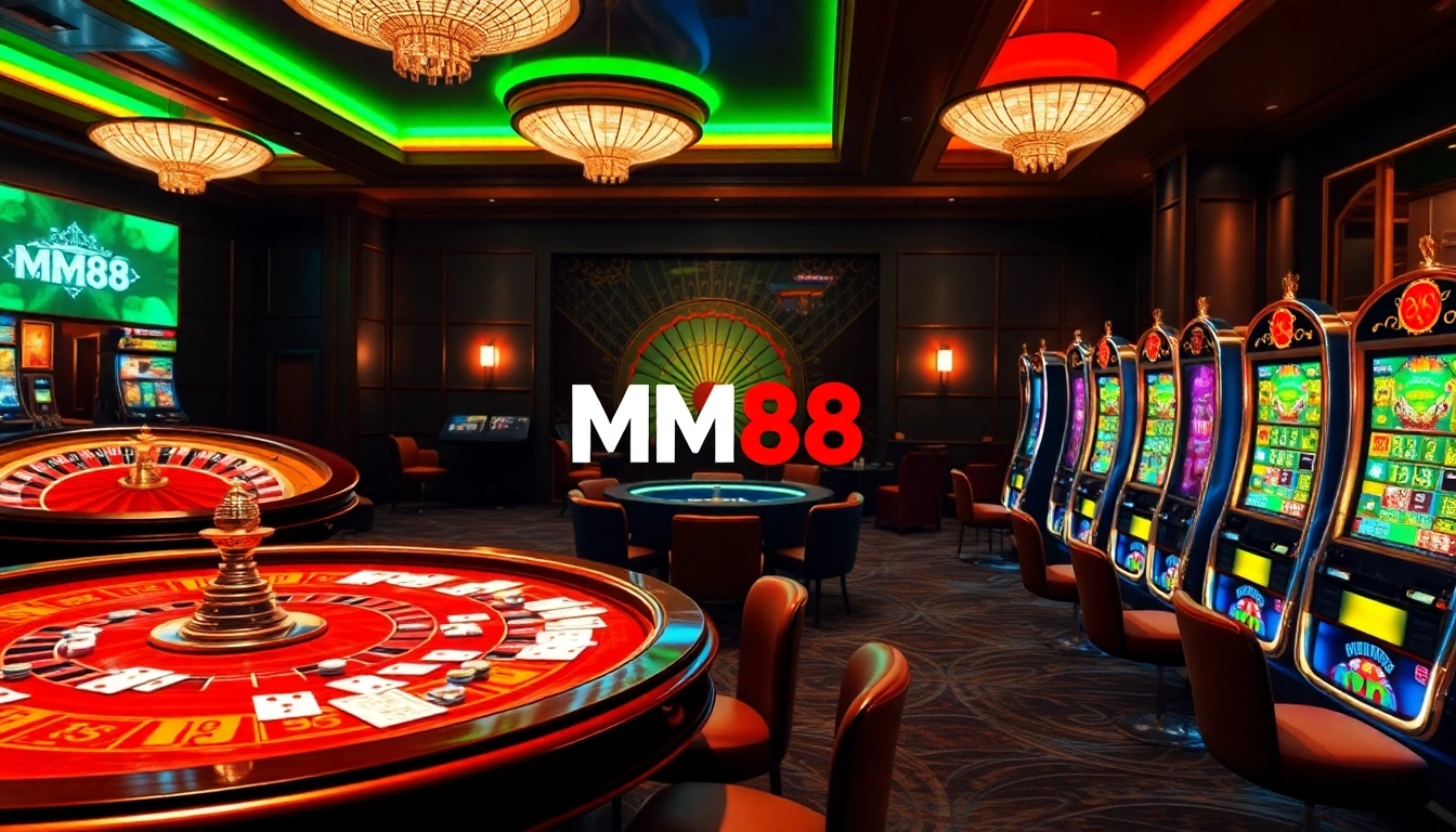 Players enjoying an exciting experience at MM88 online casino with vibrant tables and gaming interfaces.