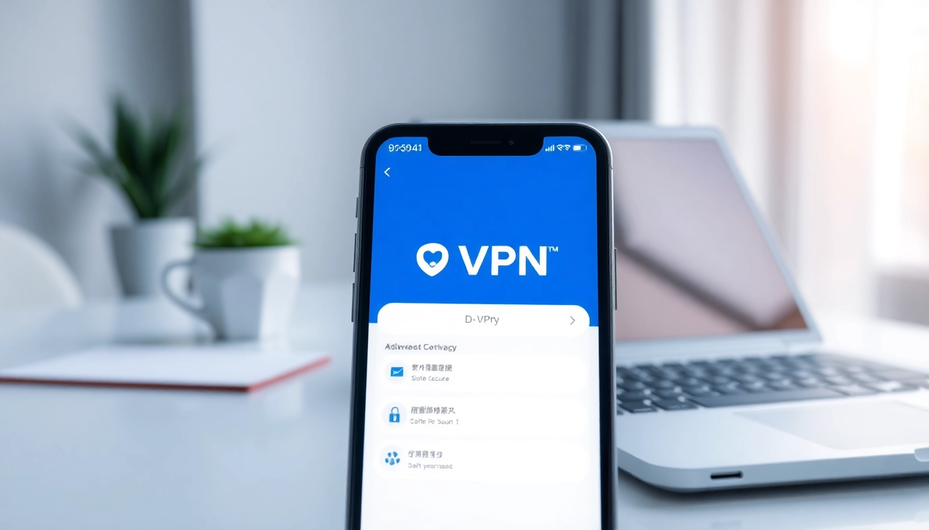 在智能手机上展示的快连VPN应用，宣传安全且快速的互联网连接。