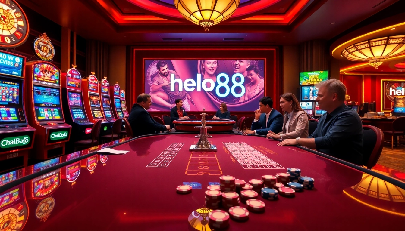 Players enjoying the excitement of helo88 at a vibrant casino table.