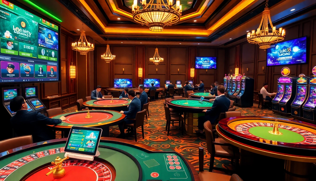 Engage with luck8 trang chủ at a luxury online casino featuring colorful tables and exciting gaming.