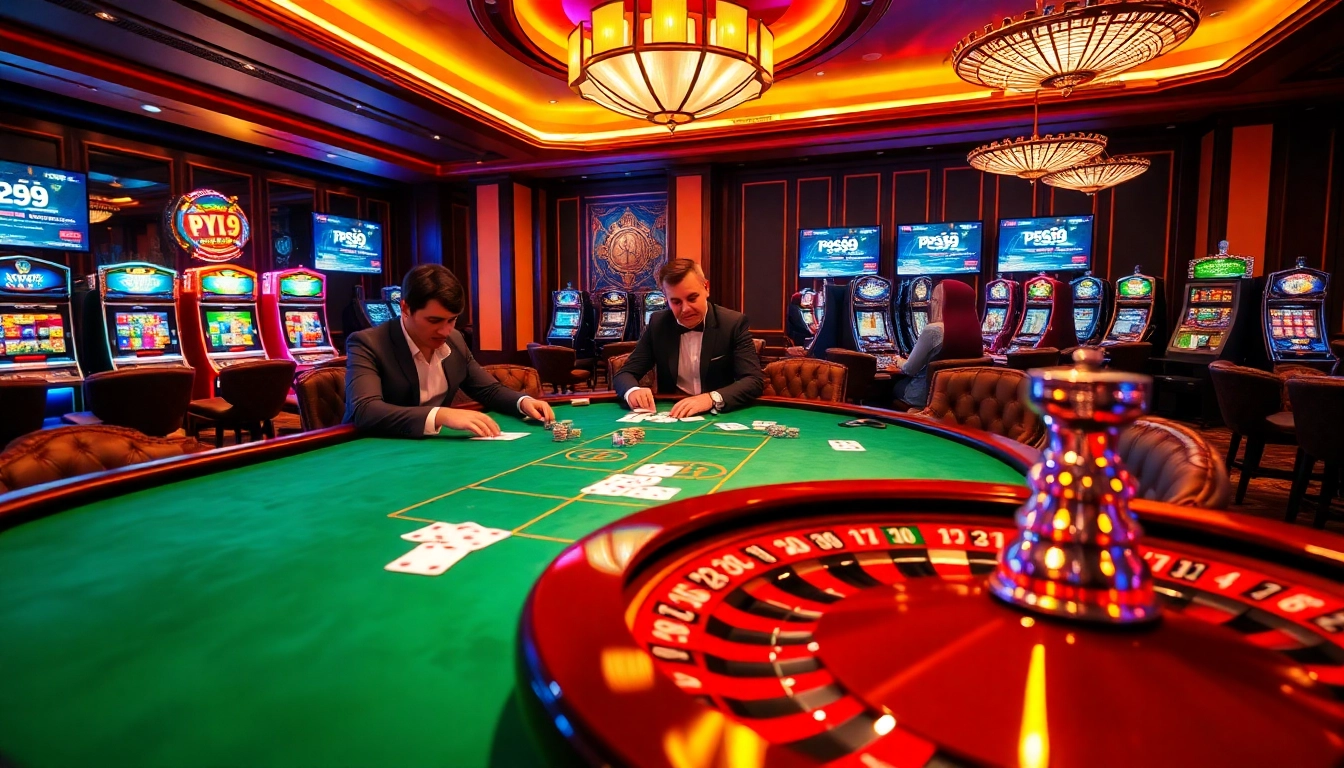 Players engaging at a luxury PS99 poker table, enhancing the thrilling casino experience.