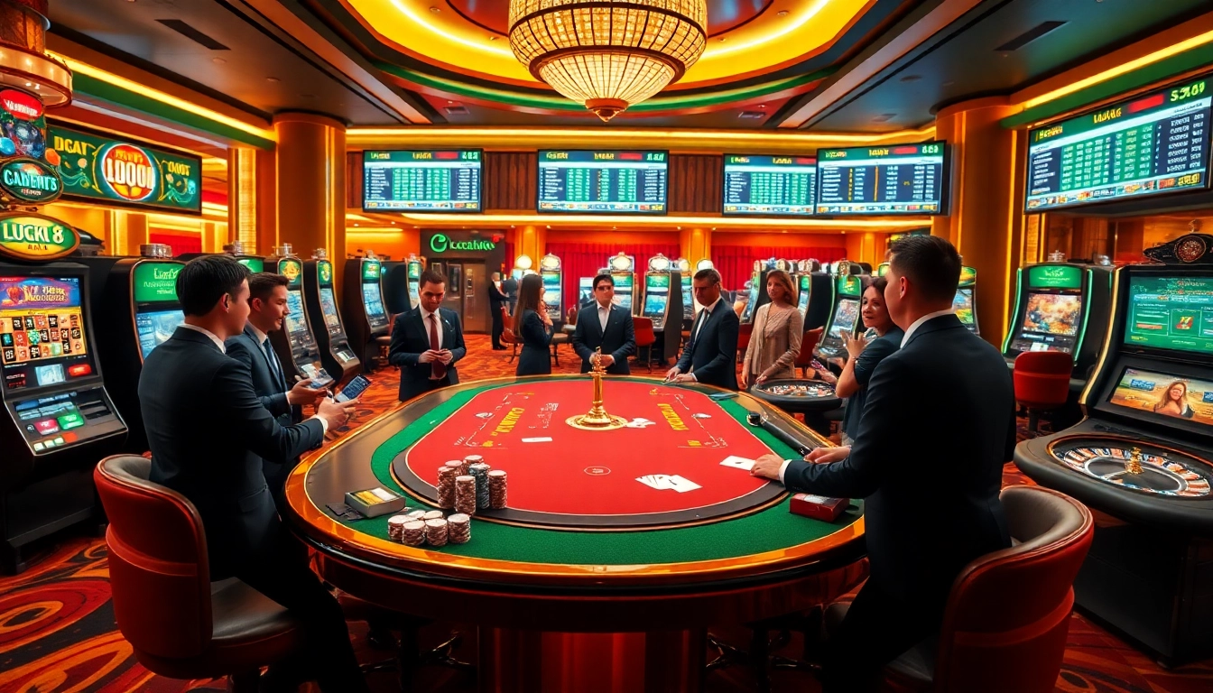 Luck8 gaming experience showcasing vibrant tables, exciting players, and immersive casino action.