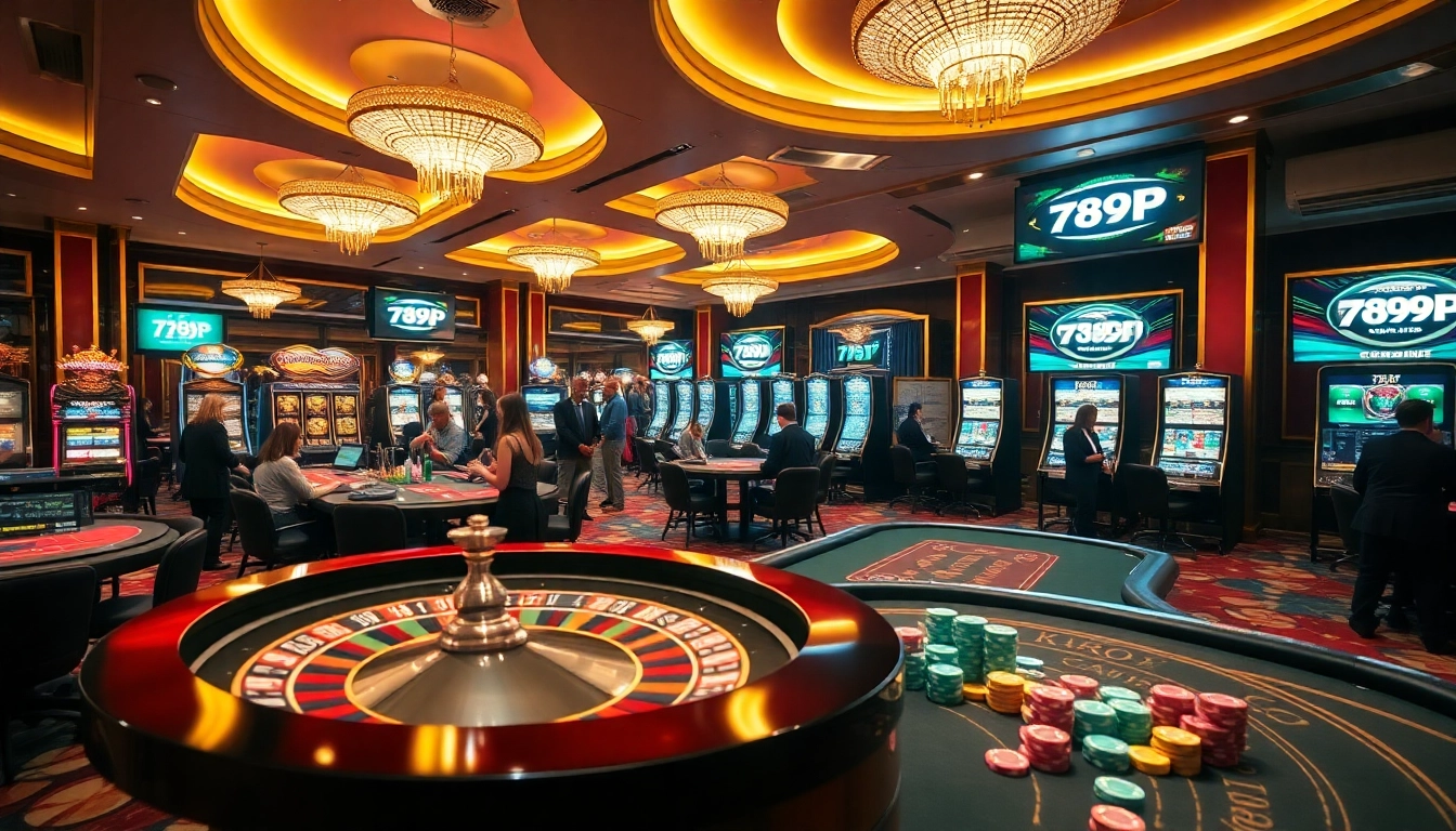 Experience the thrilling ambiance of 789P with vibrant casino elements and eager players.