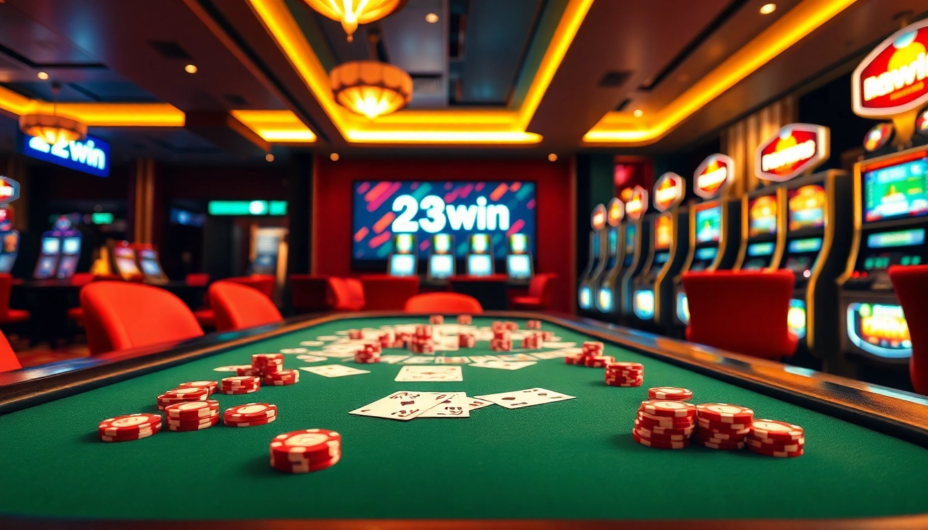 Experience the thrill of gaming at 23win with vibrant casino tables and high-stakes action.