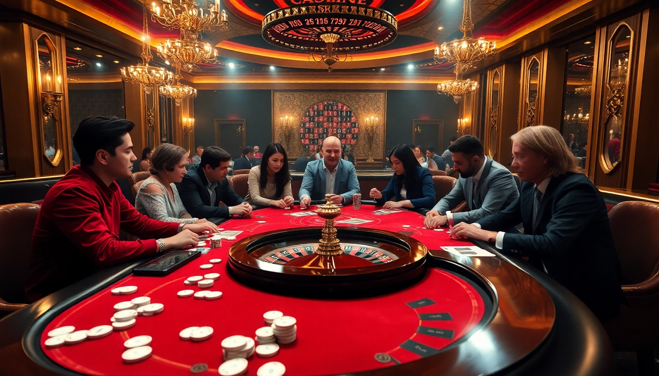 Engaged players betting at a luxurious casino table, representing excitement at https://go88hv.com/.