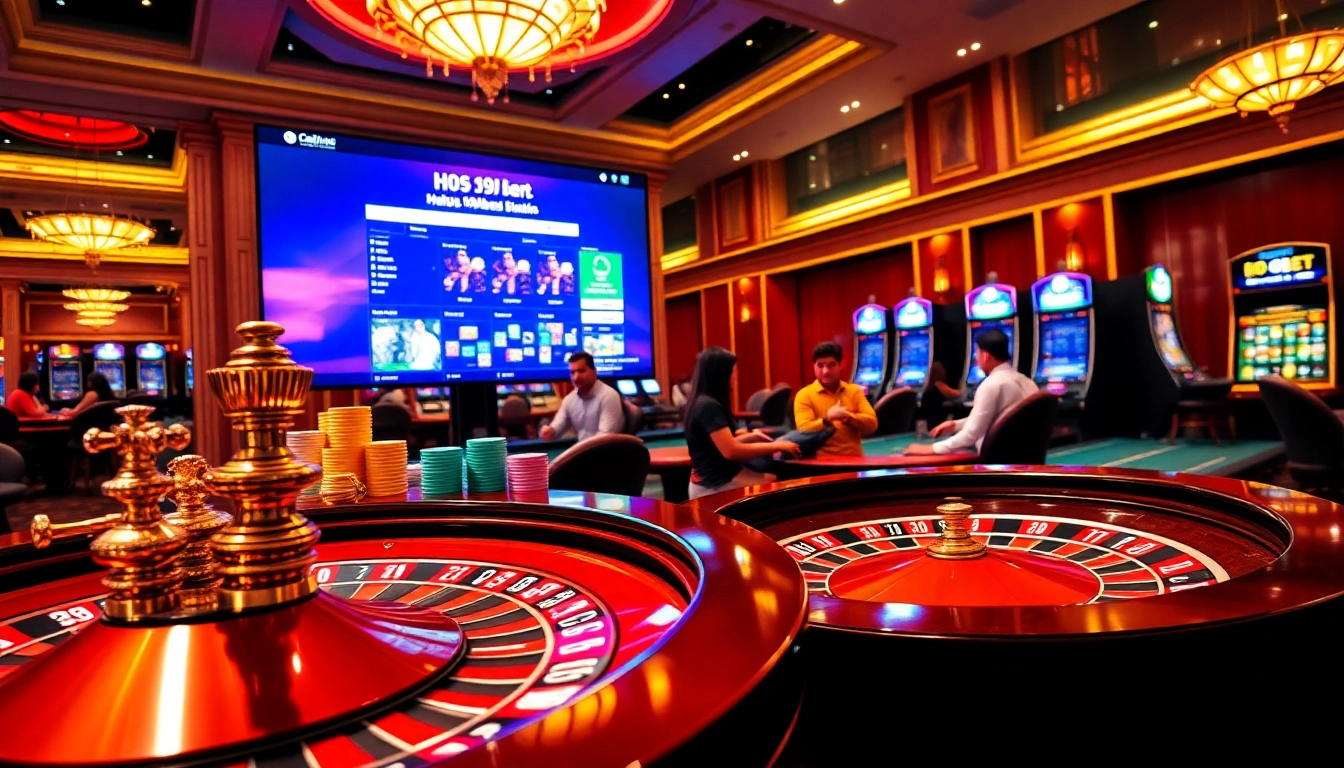 Experience thrilling gameplay at https://i9bet.ren/ with vibrant poker chips and a roulette wheel.
