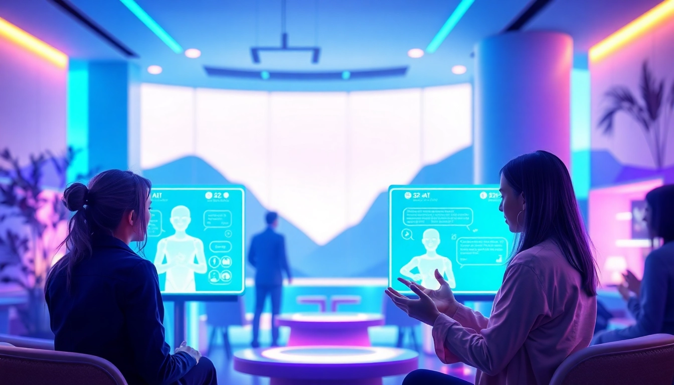 Engaging interaction with spicy AI chatbots in a futuristic lounge setting.