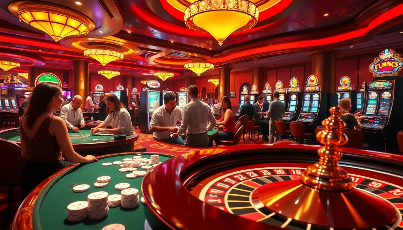 Exciting casino gaming experience at https://fly88seo.com/ with vibrant tables, chips, and intense player interactions.