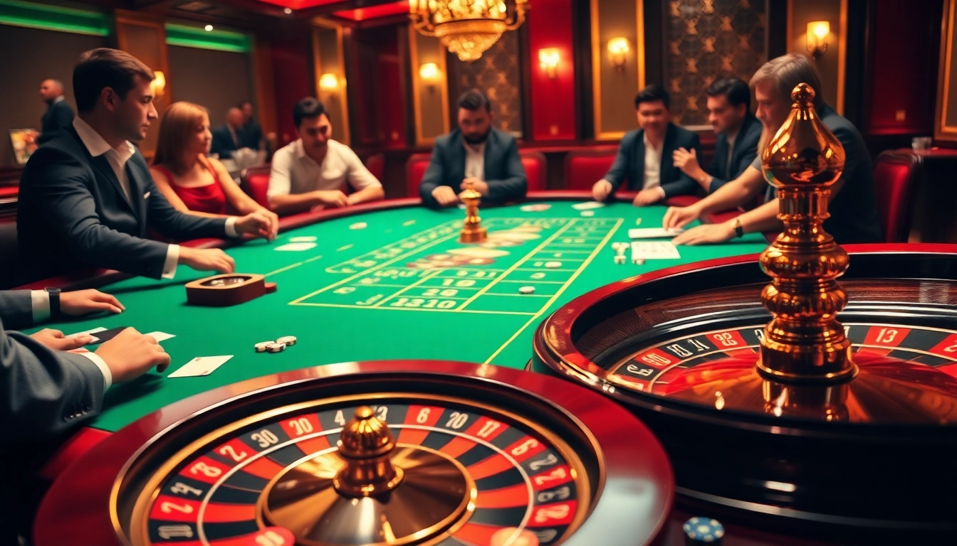 Players engaged in a high-stakes poker game at a luxurious casino featuring CM88 elements.