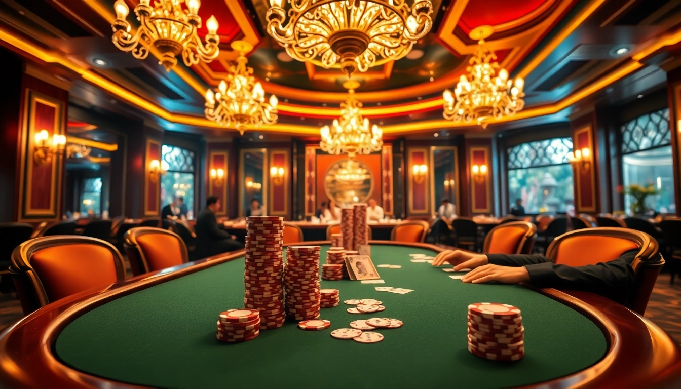 High-stakes poker action at FIVE88, showcasing vibrant chips and expertly dealt cards.