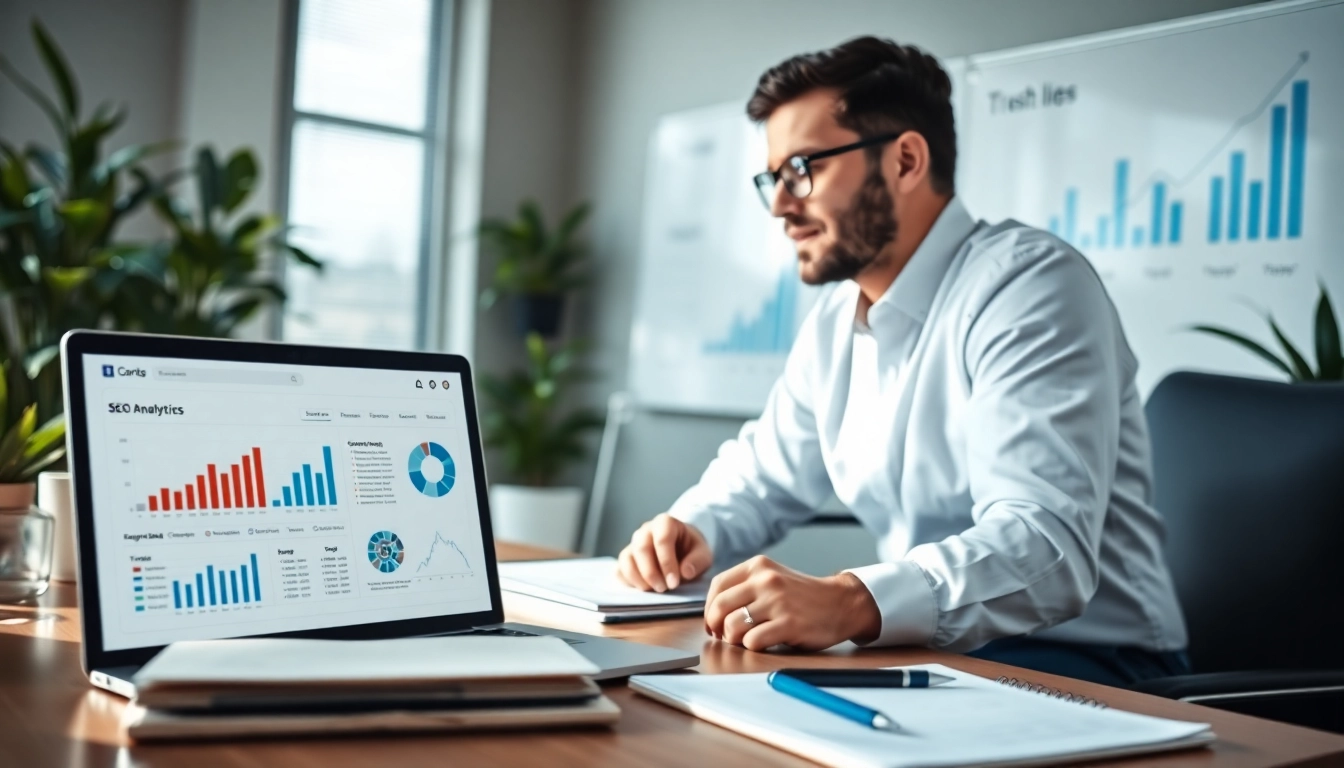 Engaging scene of SEO consulting strategy session highlighting analytics and growth.