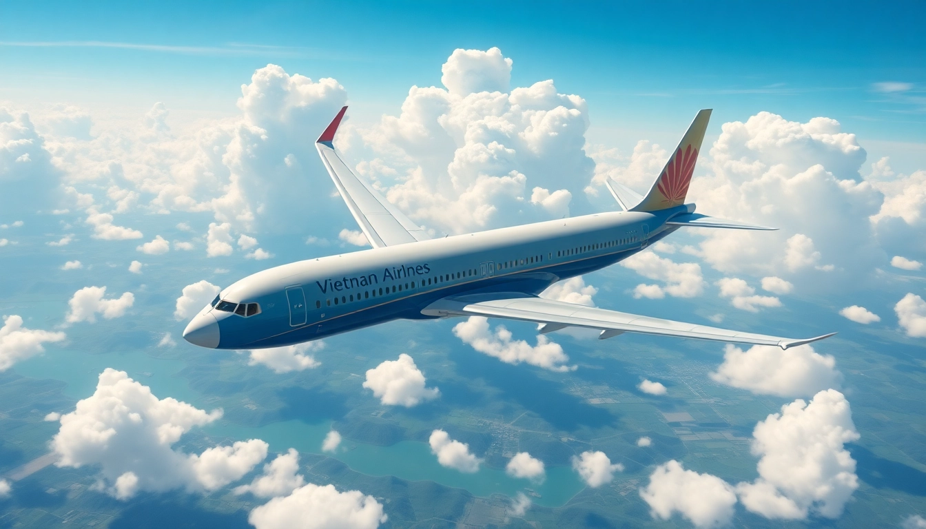 Vietnam Airlines VN168 in flight over stunning Vietnamese landscapes.