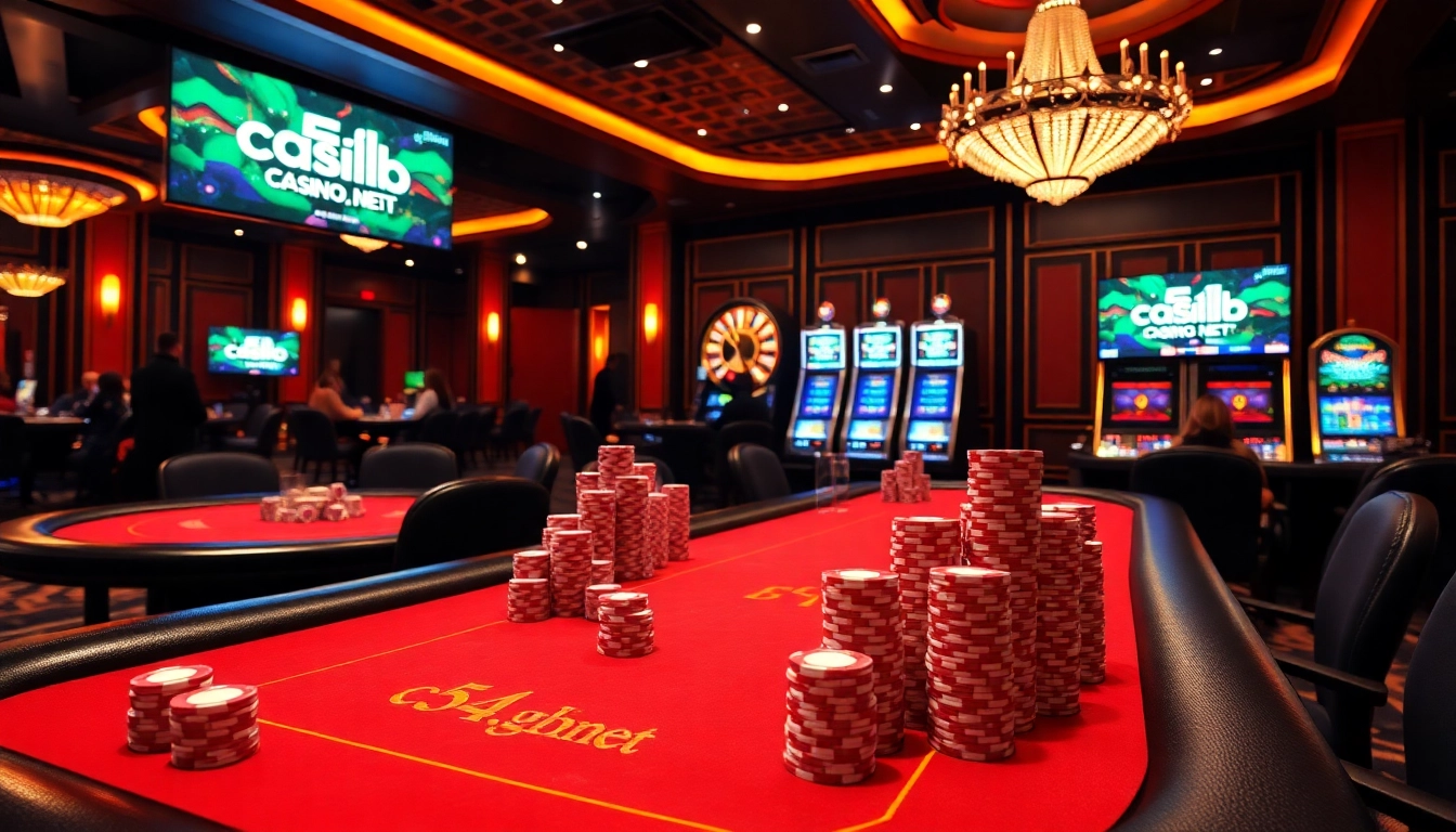 Experience excitement at c54.gb.net with colorful poker chips and vibrant casino tables.