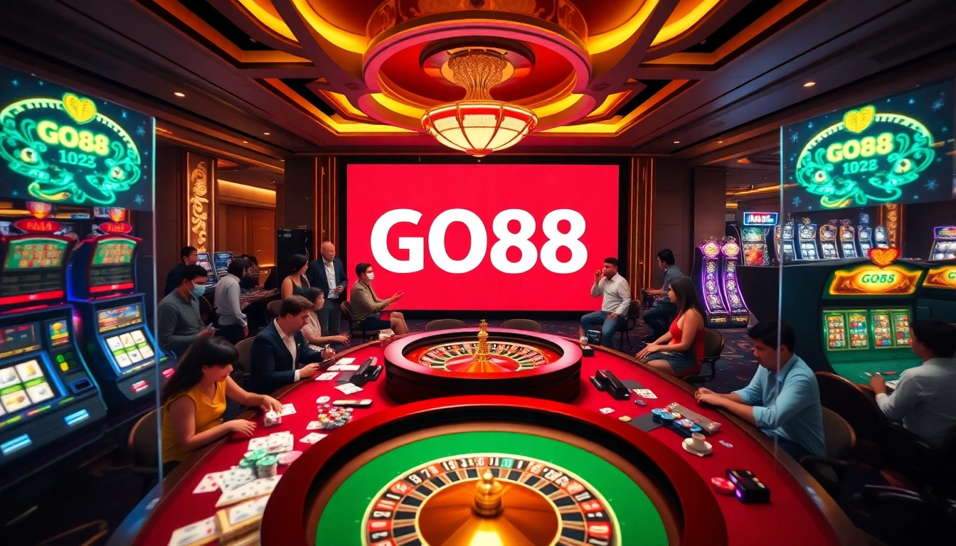 GO88 gaming experience featuring vibrant tables and casino action in a luxurious setting