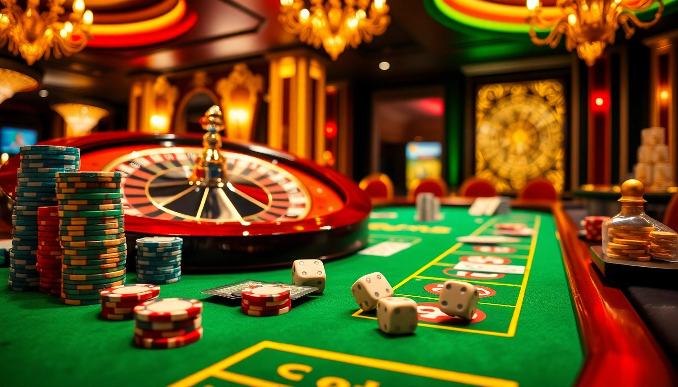 Players enjoying intense gameplay at https://iwincom.net/ with vibrant poker chips and cards on a luxury casino table.