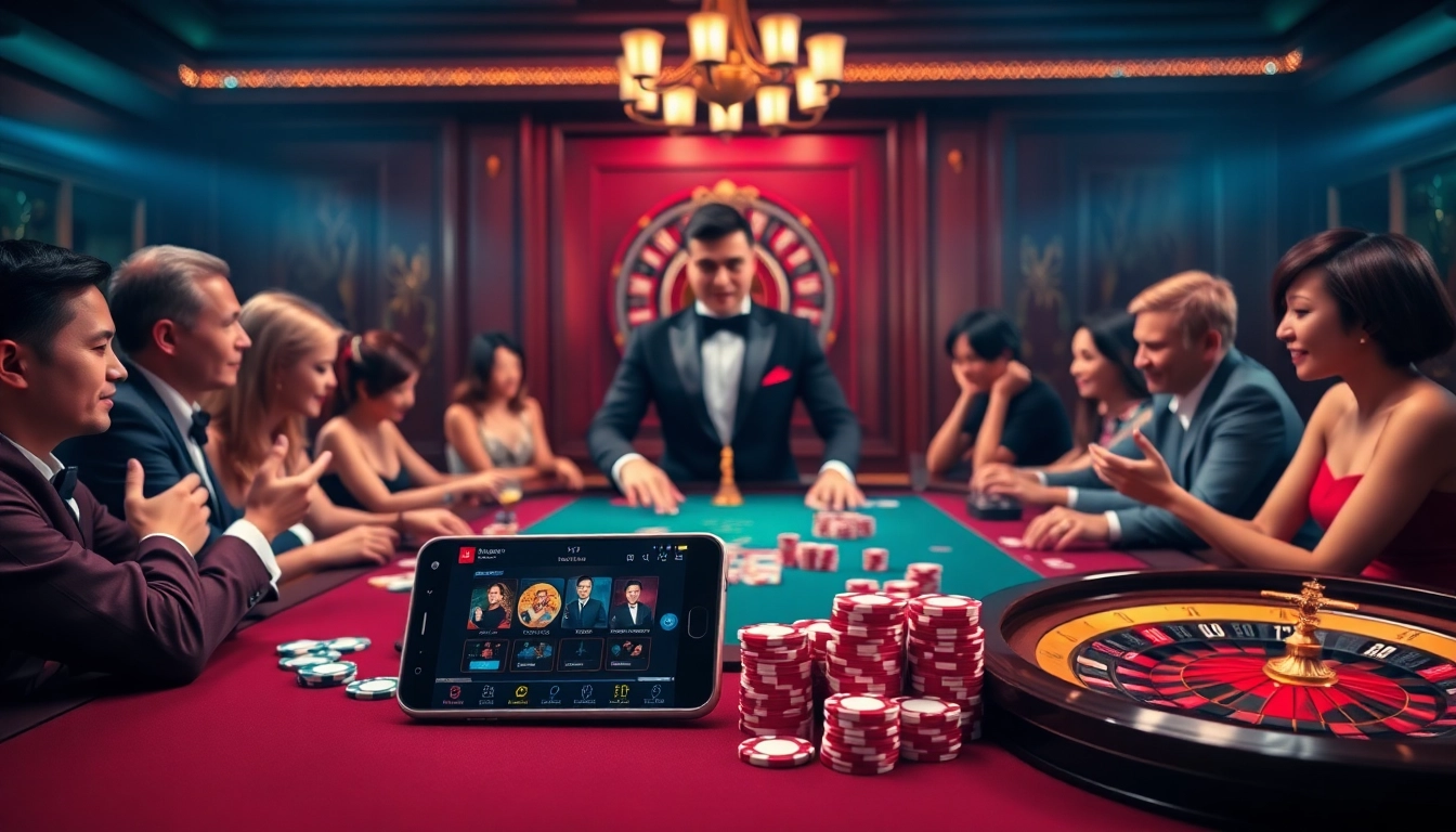 Exciting poker gameplay featuring Giới Thiệu S8 with vibrant poker chips and dealers