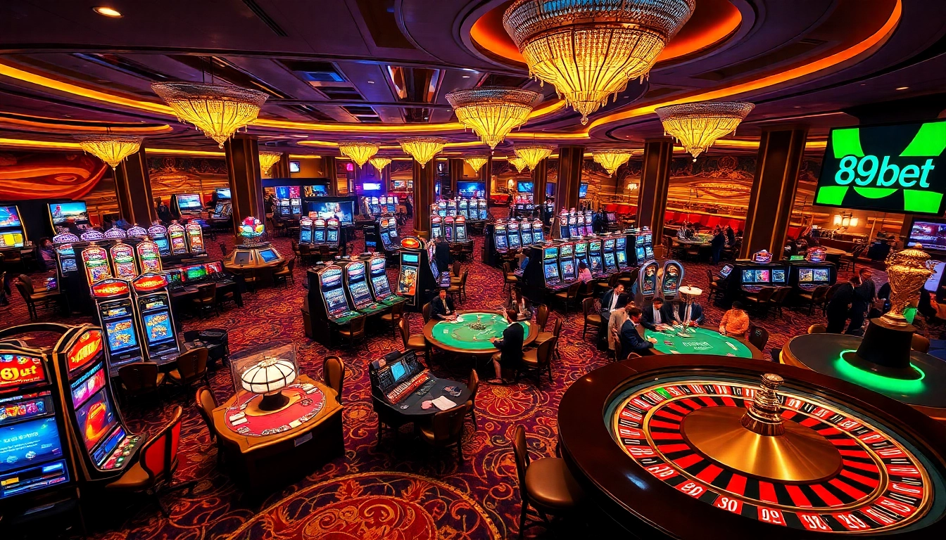 Experience thrilling casino action with 89bet's vibrant gaming environment featuring slots and tables.