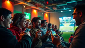 Football fans engaging with joemadfan.com while watching a live match on various devices.