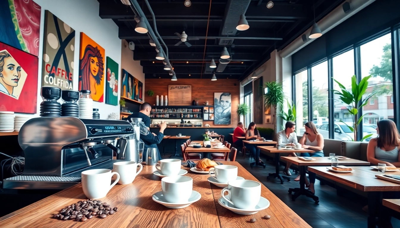 Enjoying aromatic coffee at a vibrant coffee shop lloret de mar with a contemporary design.