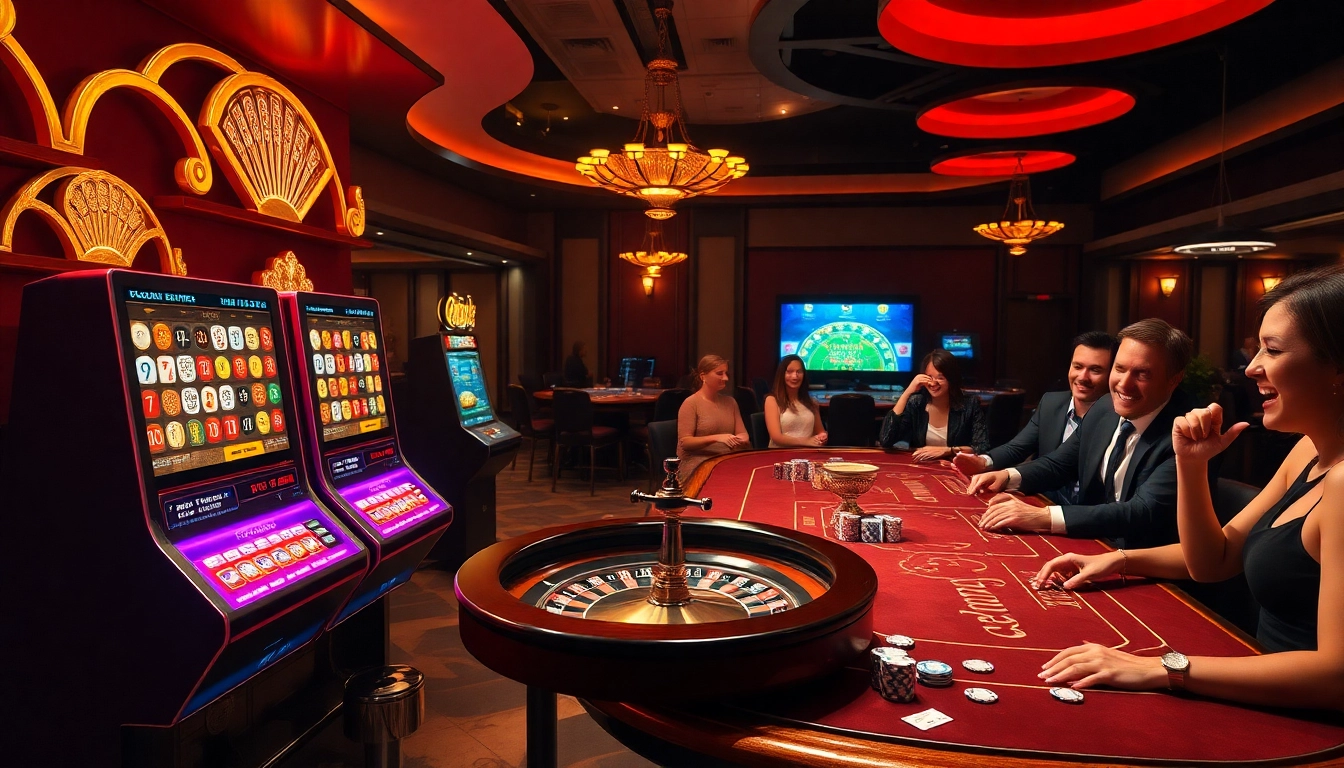 Engaging players enjoying the excitement of gambling at https://vua99.lat/ with vibrant slots and roulette.