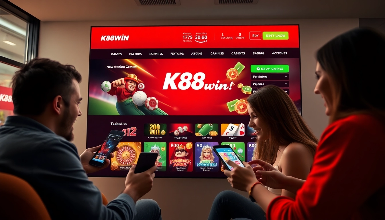 K88win online gambling interface showcasing vibrant promotions and user engagement.
